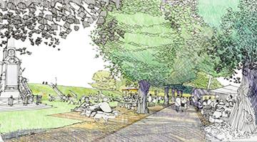Artist's impression of Dane John Gardens in Canterbury
