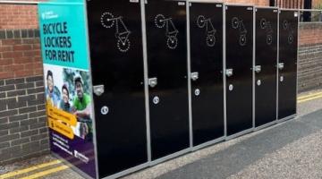 Row of black cycle lockers