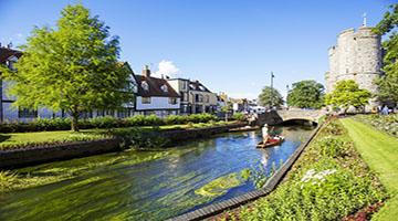 Punt on the river with Westgate Towers in the backgroud