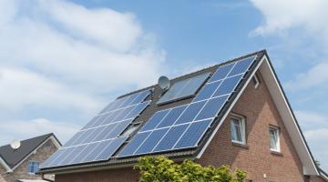 Building with solar panels on the roof
