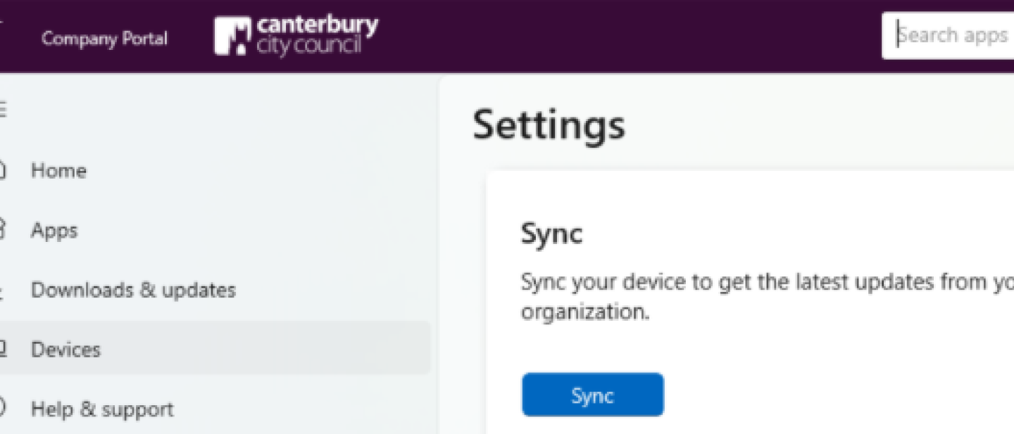 Microsoft sync settings